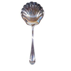 Gorham Heritage Italy Silverplate Solid Shell Serving Spoon Large 9” x 3.5” Vtg